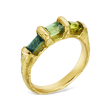 Teal, Green & Blue Sapphire Bowerbird Trilogy Ring