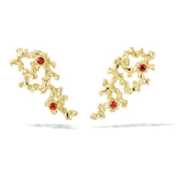 GOLD DROP EARRINGS SEAWEED GARNET - CLIO SASKIA