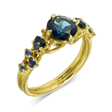 Blue Sapphire Bowerbird Engagement Ring