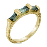 TEAL SAPPHIRE TRILOGY BOWERBIRD RING - Clio Saskia