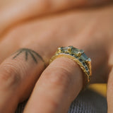 Bowerbird Round Blue & Teal Sapphire Half Eternity Ring OOAK - CLIO SASKIA