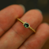 PETITE TEAL SAPPHIRE VEE RING - CLIO SASKIA