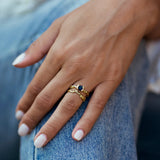 SAPPHIRE SEAWEED VEE RING OOAK - CLIO SASKIA