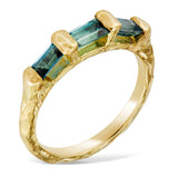 TEAL SAPPHIRE TRILOGY BOWERBIRD RING - CLIO SASKIA