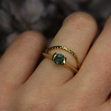 TEAL SAPPHIRE VEE RING [V] - CLIO SASKIA